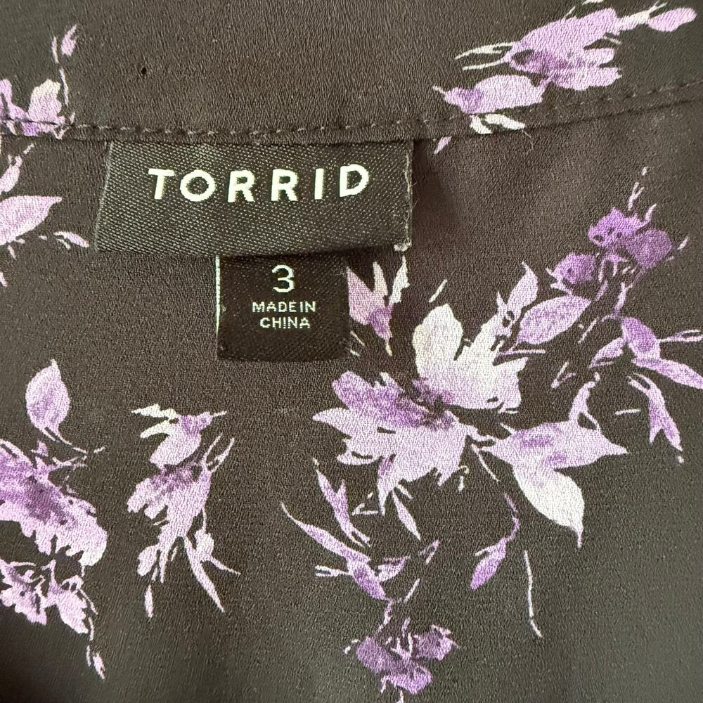 Torrid Harper flowy georgette fabric purple floral print size 3X - Picture 3 of 10